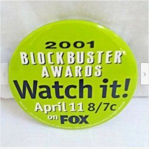 Vintage PIN 2001 Blockbuster Awards Promotional Button Video & DVD Rare Pinback